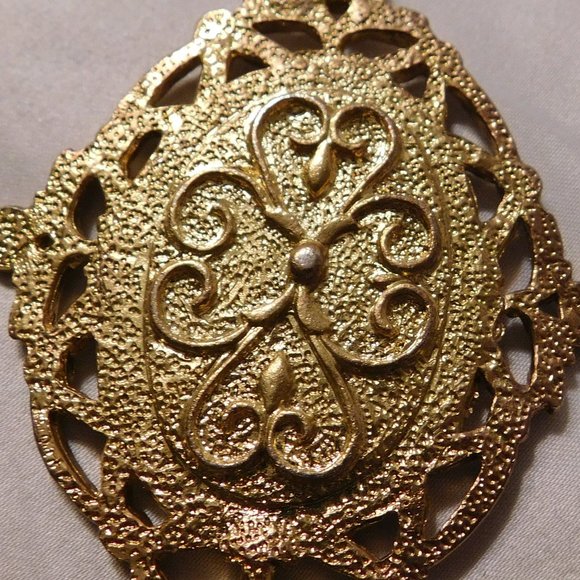 Vintage Gold Tone Small Hand Mirror with Rhinestones - Picture 2 of 8